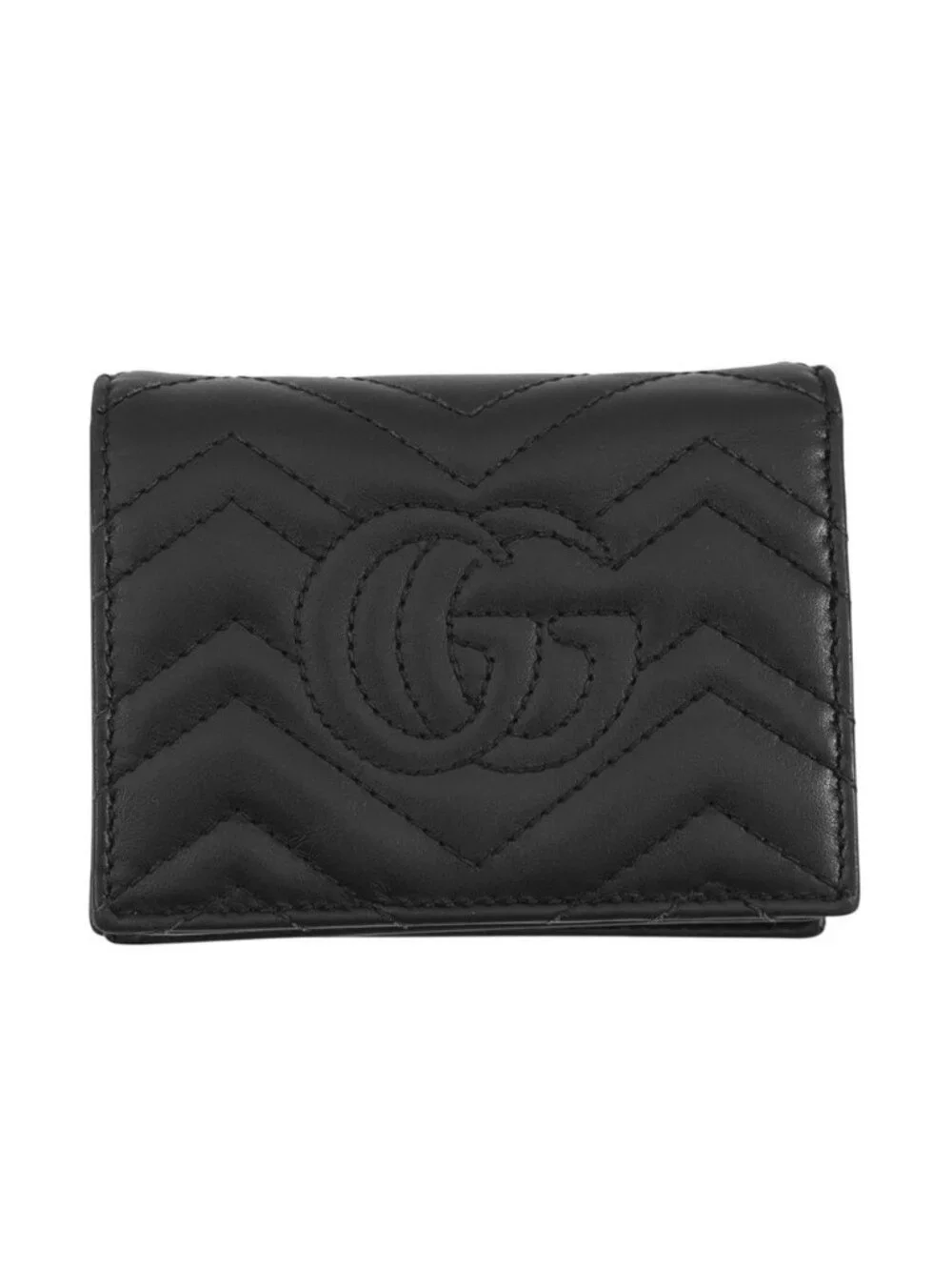 ★SOLD★ Gucci Bifold Wallet GG Marmont Compact Leather Double Black - Picture 3 of 10